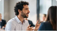 Colleague explaining an idea to the group