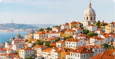 Lisbon hillside with the Tagus estuary