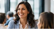 Smiling team leader in a meeting